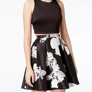 Sequin Hearts Satin Two-Piece Dress prom skirt and cropped top